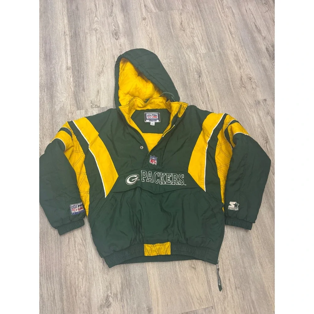 Vintage 90s Starter Green Bay Packers NFL‎ Pro Line 1/2 Zip Jacket Size Men's L